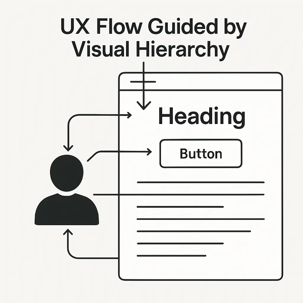 The Importance of Visual Hierarchy in Web Design 3 User experience flow guided by visual hierarchy on a web interface